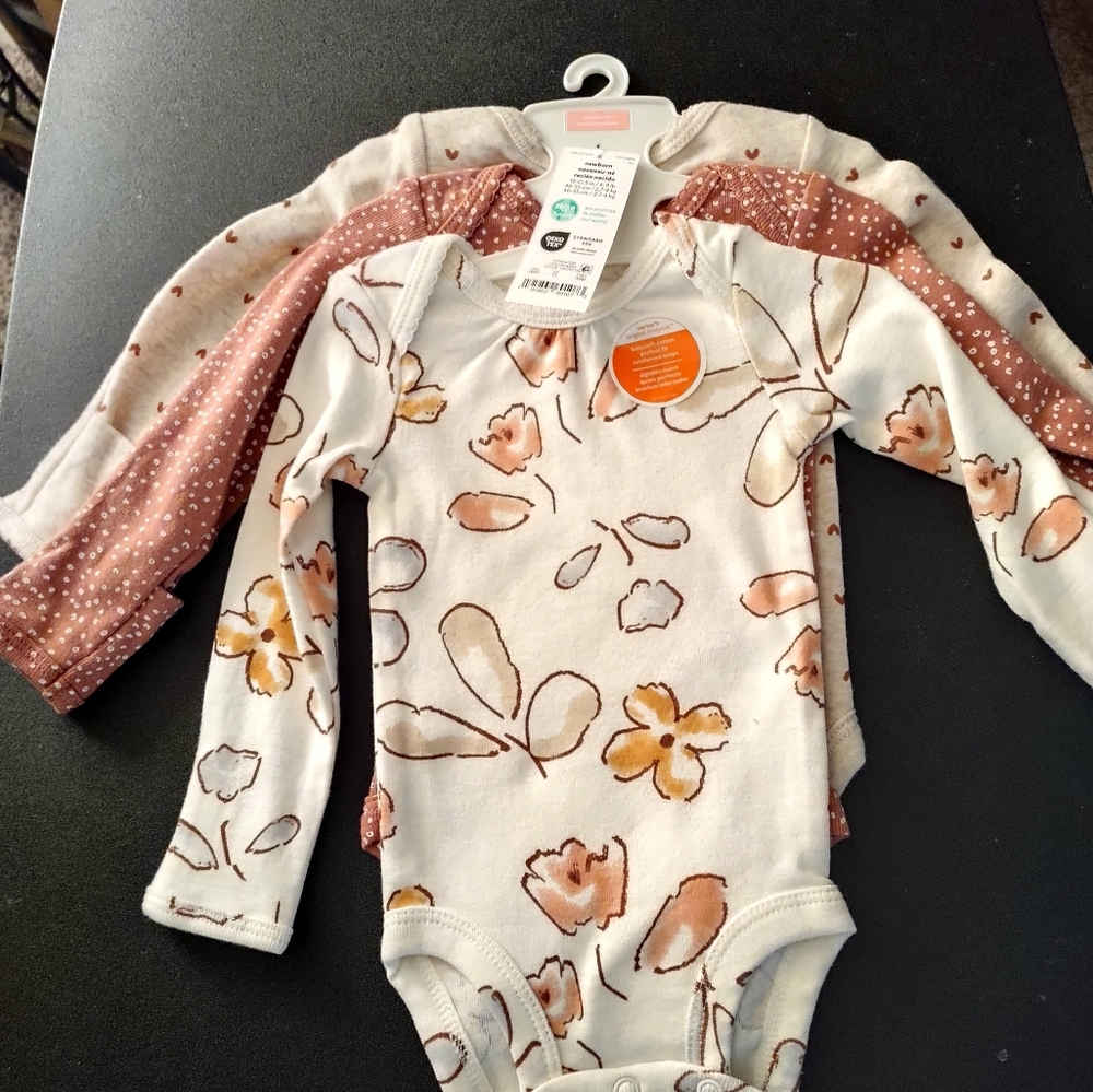 Carter's Orange and Cream Floral Bodysuits